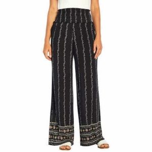 Three Dots Printed Pull on Palazzo Wide Leg Pants sz M